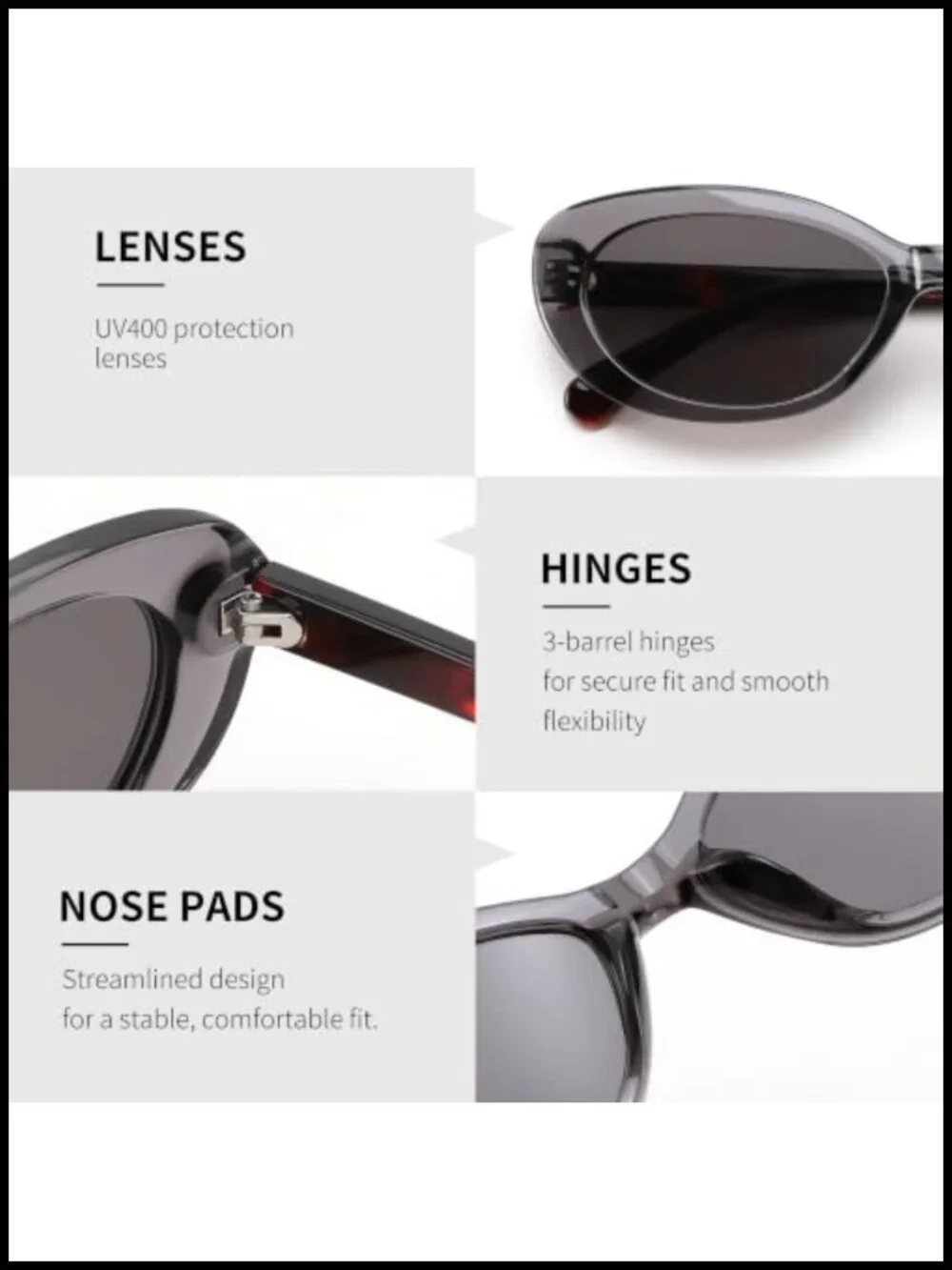 Retro Oval Cat Eye Sunglasses for Women UV400 Lightweight Plastic Frame